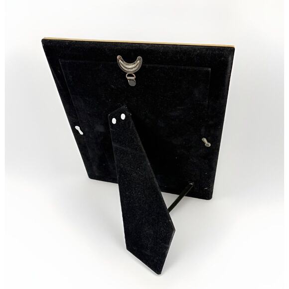 Vtg Solid Brass Picture Frame Metal 8"x10" Black Felt Easel Back Wall Hanging - Picture 3 of 5